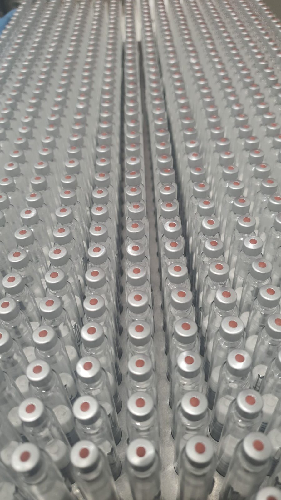 Cartridges Double Chamber, Lyopresters in their titanium holders, after Vana machine, waiting to be sealed by SealoPrester